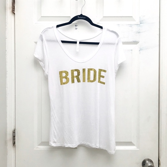 Bride T Shirt Gold Lettering - Picture 1 of 4